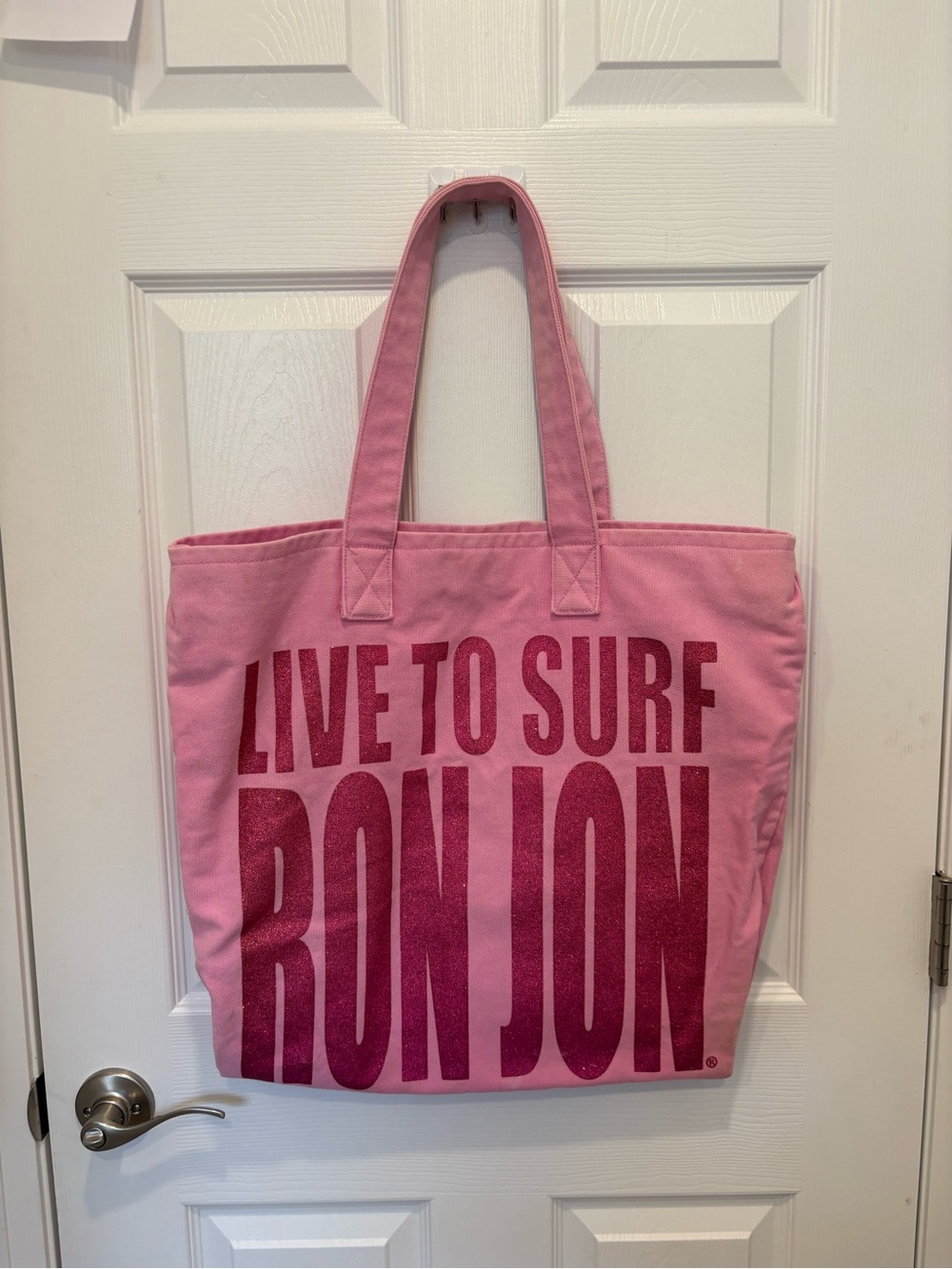Ron Jon Pink Canvas 'Live to Surf' Tote A29
